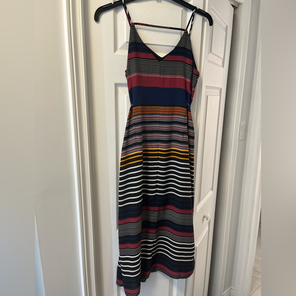 Flowy stripe sundress with tie on waist. Hardly worn, fabric non stretch.